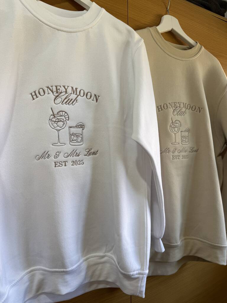 Custom Honeymoon Club Design Embroidered Sweatshirt, 1 of 4