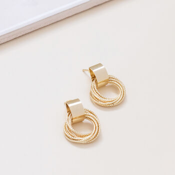 Gold Colour Twisted Rope Design Hoop Earrings, 2 of 4