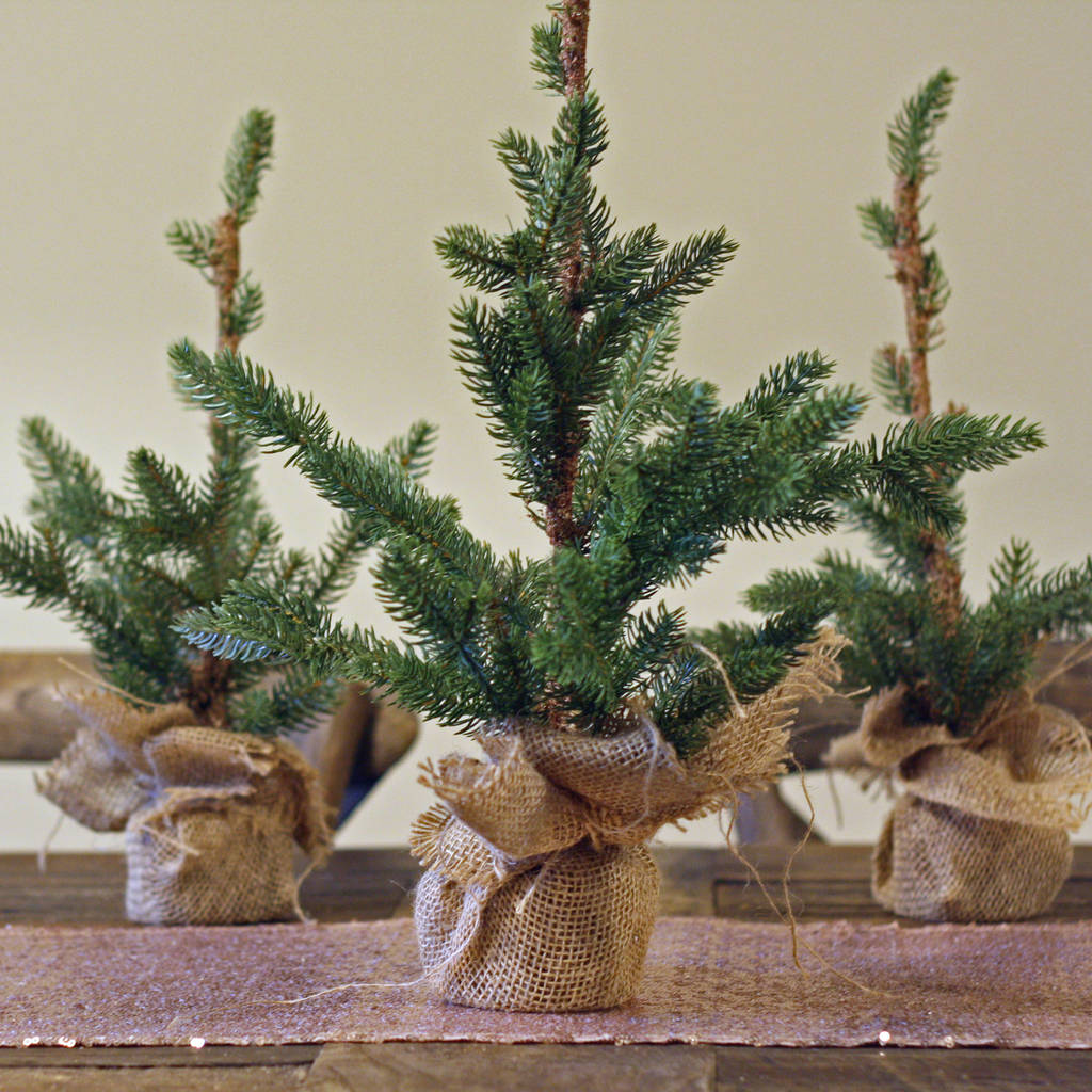 Faux Christmas Trees For Tables / Desks Hessian Base By The Wedding of