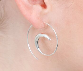 Spiral Silver Statement Earrings, 2 of 4