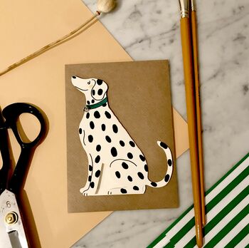 Hand Illustrated Sitting Dalmatian Card With Tiny Bell, 3 of 3