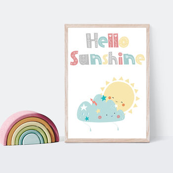 'Hello Sunshine' Nursery Typography Print, 3 of 6