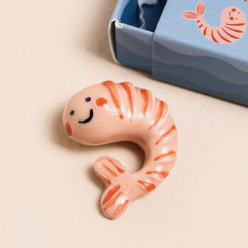 Tiny Matchbox Ceramic Shrimp Token, 3 of 3