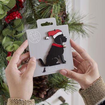 Christmas Cockapoo / Labradoodle Dog Pin Badge, 6 of 12