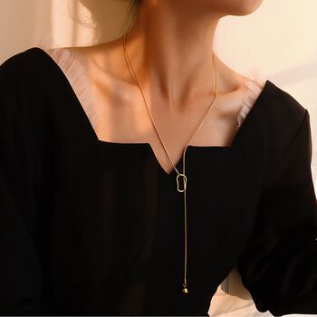 Long Gold Plated Fine Lariat Necklace, 4 of 6