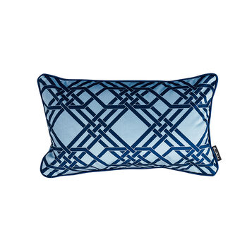 Baby Blue Velvet Patterned Cushion, 2 of 8