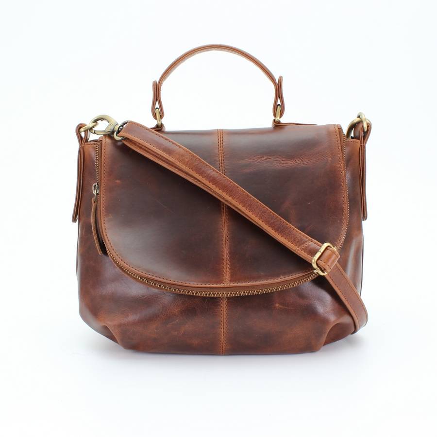 abbey leather zip grab bag by the leather store | notonthehighstreet.com