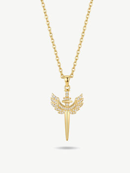 Gold Or Silver Sparkling Sword With Wings Pendant Necklace, Jewellery Gift For Her, 3 of 4