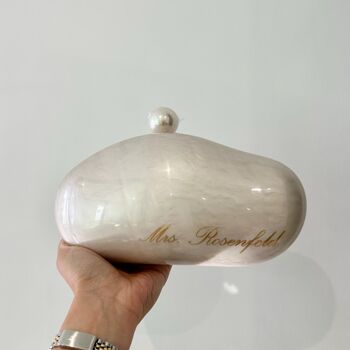 Personalised Gold Pearl Wedding Clutch Bag, 3 of 3