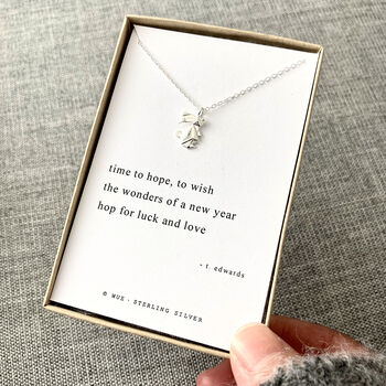 New Year Sterling Silver Rabbit Haiku Necklace, 2 of 11