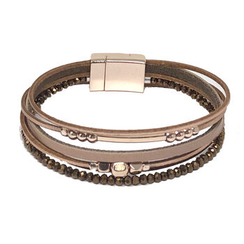 Summer Faux Leather Bead Bracelet With Magnetic Clasp, 4 of 12