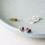 Sterling Silver Rainbow Enamel Heart Stud Earrings, thumbnail 1 of 10