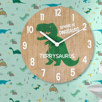 Personalised Round Dinosaur Children's Clock, 4 of 4