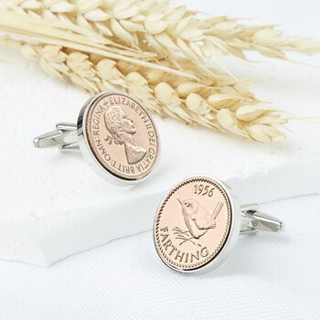 Farthing 1956 70th Birthday Coin Cufflinks, 2 of 11