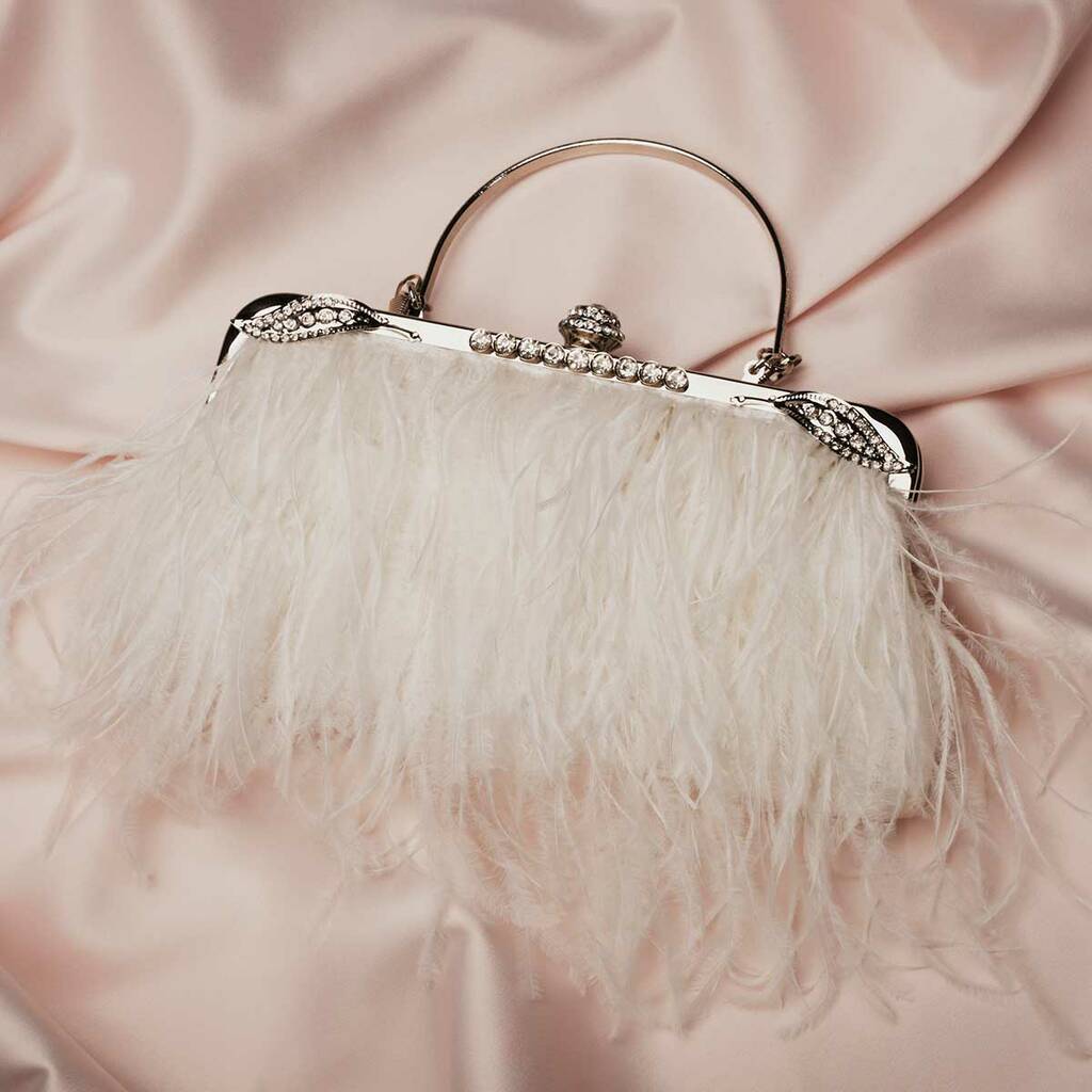 Feather Bag With Vintage Diamante Clasp By Lovett & Co