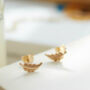 Feather Stud Earrings In 18ct Gold Vermeil Plate, thumbnail 1 of 4