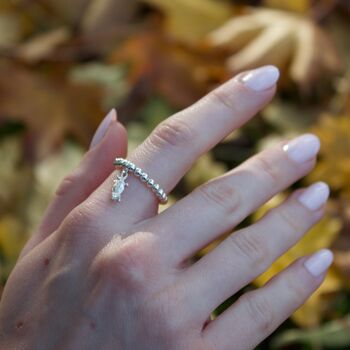 Sterling Silver Ball Bead Ring With Mini Bearded Dragon, 3 of 10