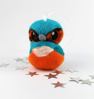 Needle Felted Kingfisher Christmas Decoration, 3 of 9