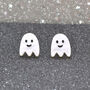 White Marble Glitter Acrylic Hand Painted Ghost Stud Earrings, thumbnail 2 of 3