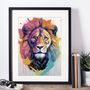 Painterly Lion Portrait Illustration Art Print, thumbnail 3 of 4