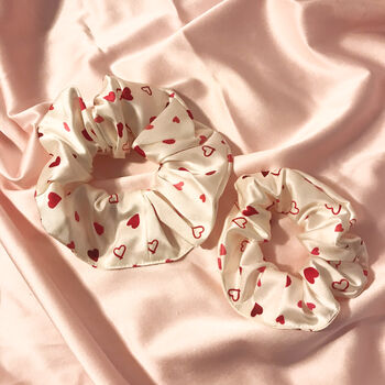 Heart Print Silk Super Scrunchie, 2 of 2