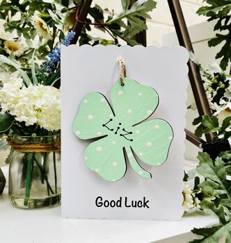 Personalised Good Luck Card Four Leaf Clover Keepsake, 4 of 9