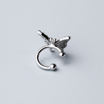 Sterling Silver Crystal Butterfly Ear Cuff, 3 of 7