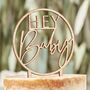 Wooden Hey Baby Shower Cake Topper, thumbnail 1 of 2