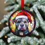 Staffie Grey In Santa Hat Suncatcher Decoration, thumbnail 3 of 6