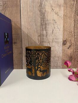 Stag Pillar Candle Holder 20cm Black And Gold Metal Gift, 11 of 11