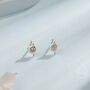 Sterling Silver Extra Tiny Cz Crystal With Dot Trio Stud Earrings, thumbnail 2 of 12