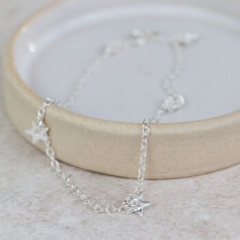 Sterling Silver Star Charm Anklet, 4 of 4