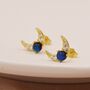 Crescent Moon And Blue Crystals Stud Earrings, thumbnail 7 of 11