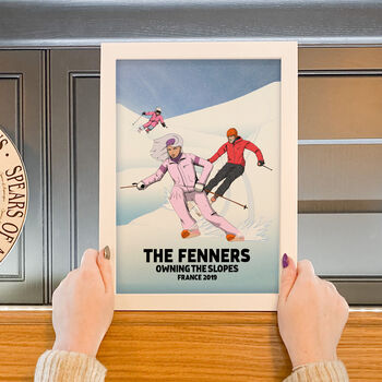 Personalised Cartoon Skiing Family Print, 6 of 7