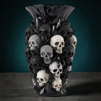 Black And Silver Skull Vase, 4 of 7