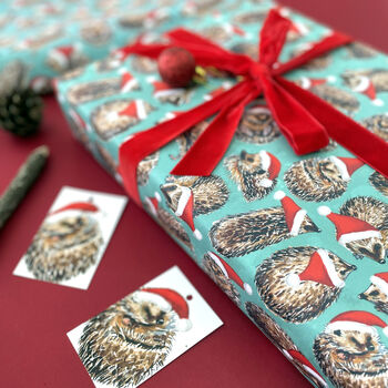 Hedgehog Christmas Wrapping Paper, 2 of 12