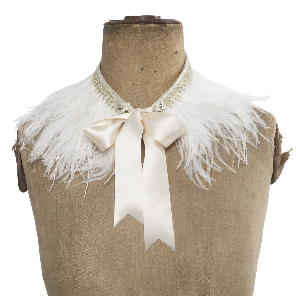 Ivory Ostrich Feather Capelet, 1 of 6