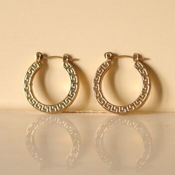 18 K Gold Grecian Hoop Earrings, 3 of 6