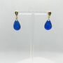 Royal Blue Dainty Teardrop Stud Gold Earrings, thumbnail 7 of 9