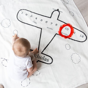 Personalised Airplane Baby Milestone Blanket, 2 of 10