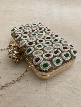 Liyana Handcrafted Multicoloured Beaded Clutch, 6 of 6