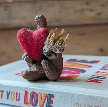 Personalised Valentine Party Animal Sloth Cake Topper, 4 of 6