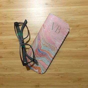 Personalised Initial Pink Marble Glasses Case, 3 of 4