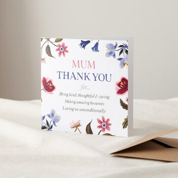 Illustrated Florals 'Thank You Mum' Mother's Day Card, 3 of 3
