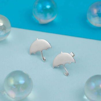 Silver Umbrella Stud Earrings, 2 of 5