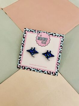 Ocean Glide Stingray Resin Stud Earrings, 2 of 3