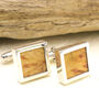 Fossilised Wood Sterling Silver Cufflinks, thumbnail 2 of 5