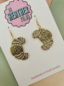 Croissant Glitter Resin Earrings, 3 of 4