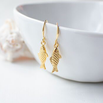 Gold Plated Fish Earrings, 2 of 6