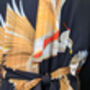 Ladies Luxury Black Bamboo Silk Kimono Robe Crane Bird Noir, thumbnail 10 of 10